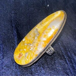 Bumblebee Jasper Handcrafted elongated Natural Gemstone Ring